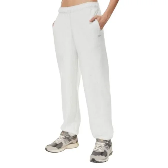 Aritzia TNA Sweatfleece Cozy Fleece Boyfriend Fit White Sweatpants - Picture 2 of 7
